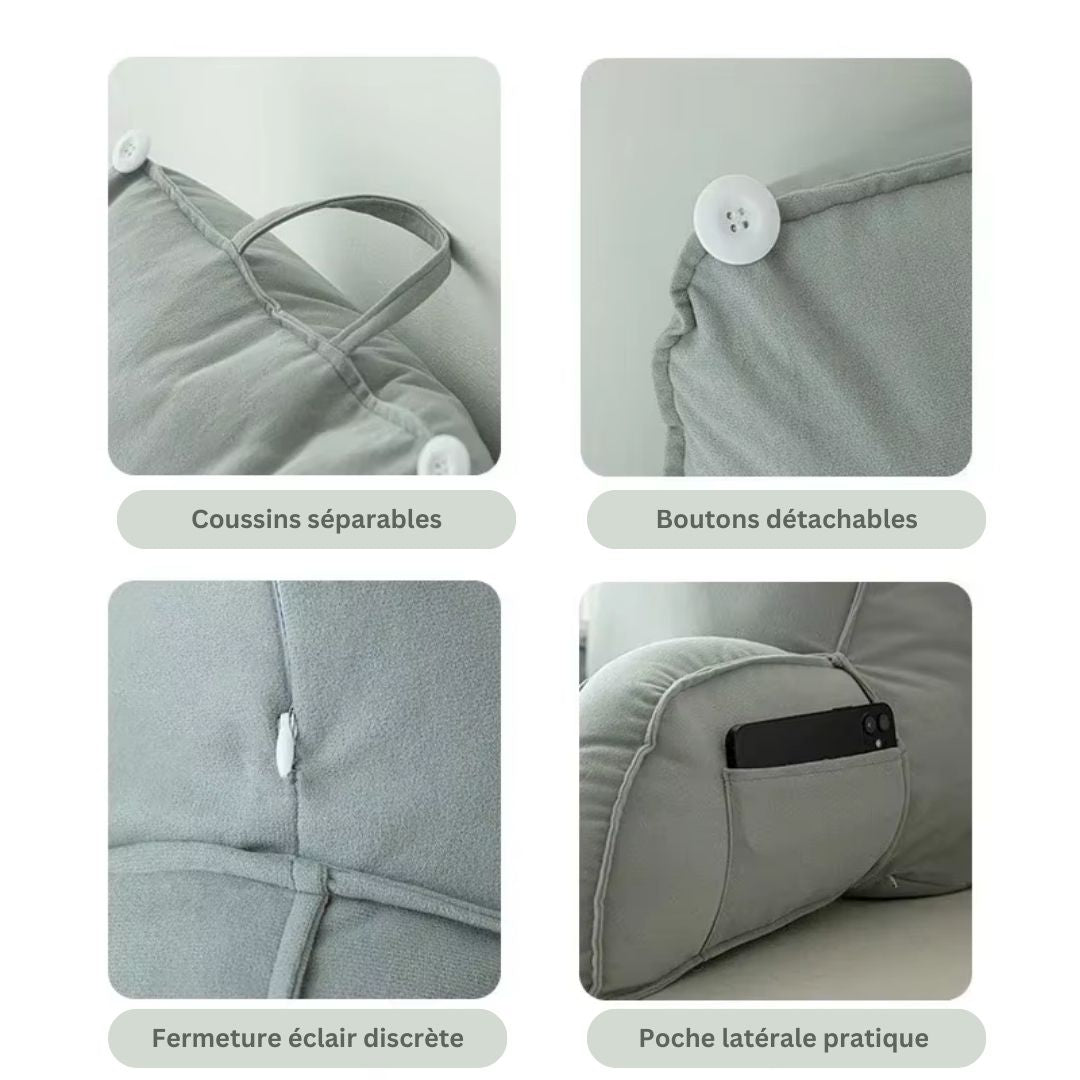 Coussin de Lecture Ergonomique avec Accoudoirs et Appui-Tête Ajustable