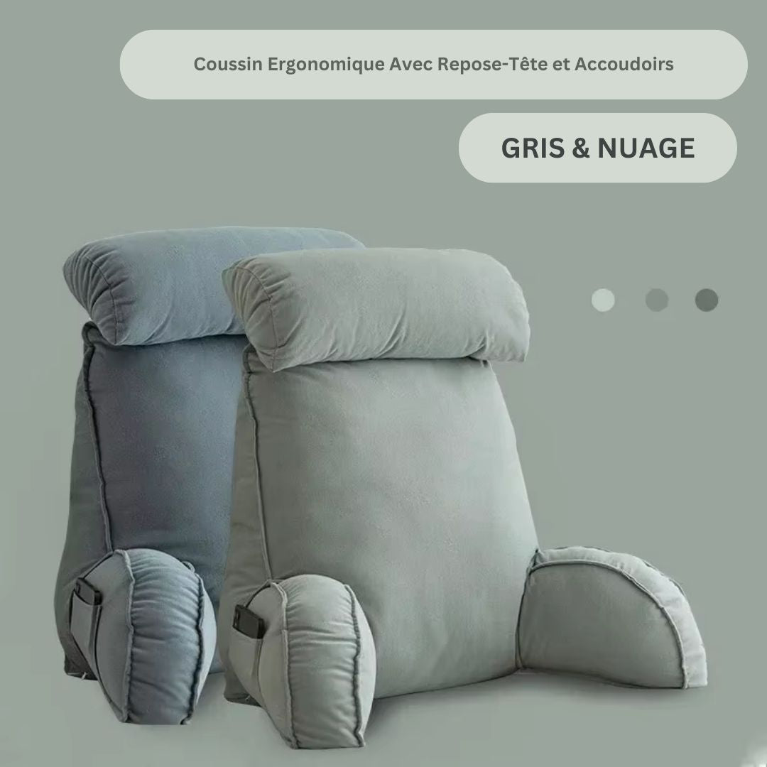 Coussin de Lecture Ergonomique avec Accoudoirs et Appui-Tête Ajustable